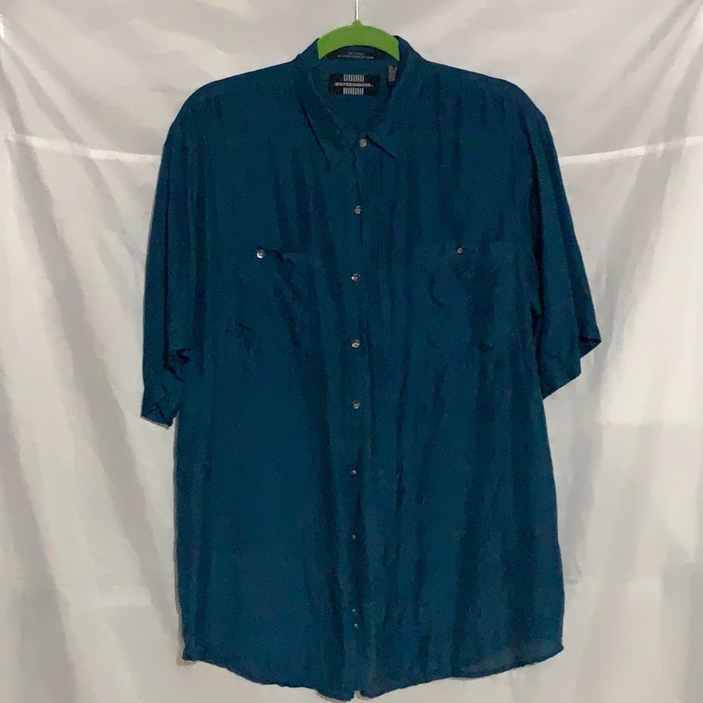 EXPRESSIONS 100% Silk Blue Green Shirt, Size M Never Worn MAKE AN OFFER!!!